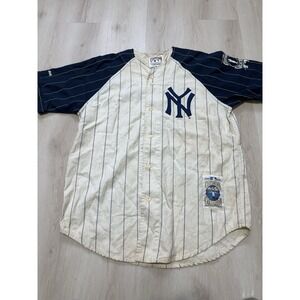 VTG MLB NEW YORK YANKEES COOPERSTOWN PINSTRIPE BASEBALL LOU GERHRIG JERSEY SZ XL